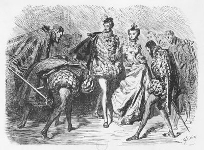 King and court, illustration from the 